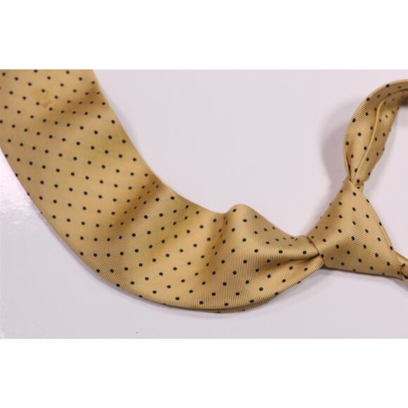 J. Press Gold Navy Blue Polka Dot Twill Silk Slim Necktie Tie Made in Japan - Picture 1 of 7
